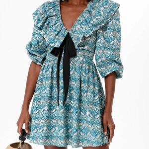 Hyacinth House Ruffle Collar Birdsong Mini Dress
